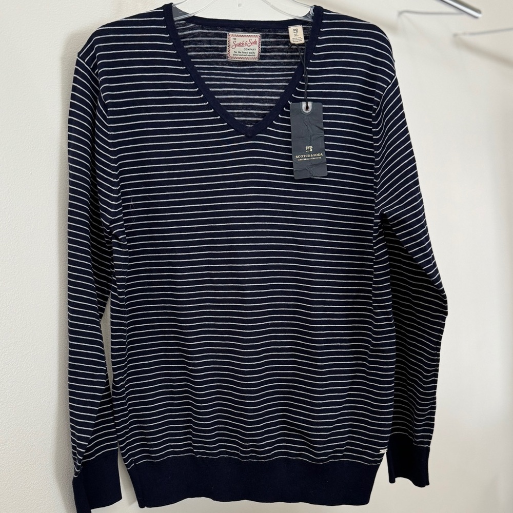 NEW Scotch & Soda Striped V-Neck Pullover